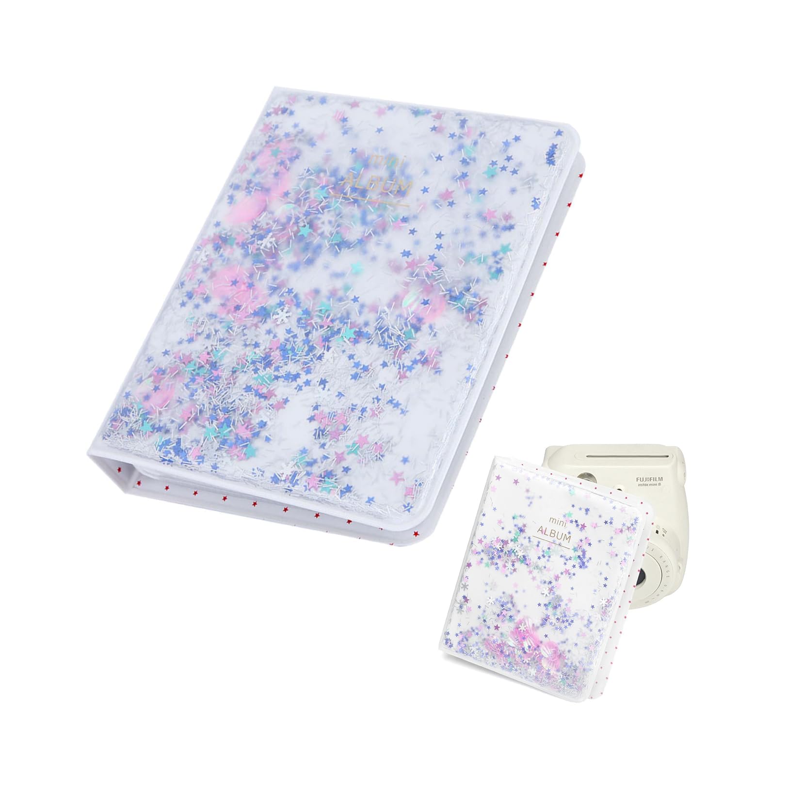 Mugast Photo Album, Fashionable Mini Photo Album with 3 Inch Large Capacity Photo Album for Instax Photos (Blue)