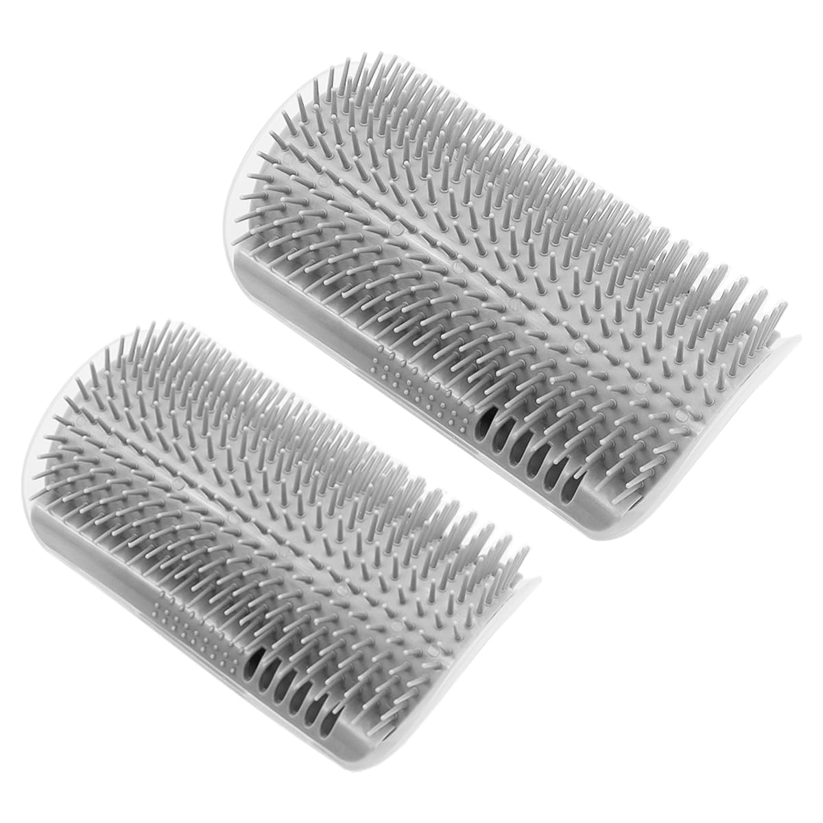 Sarini 2 Pcs Cat Self Groomer, Cat Soft Wall Corner Massage Comb, Pet Grooming Massage Scratcher Comb for Long Short Fur Cats (Grey)