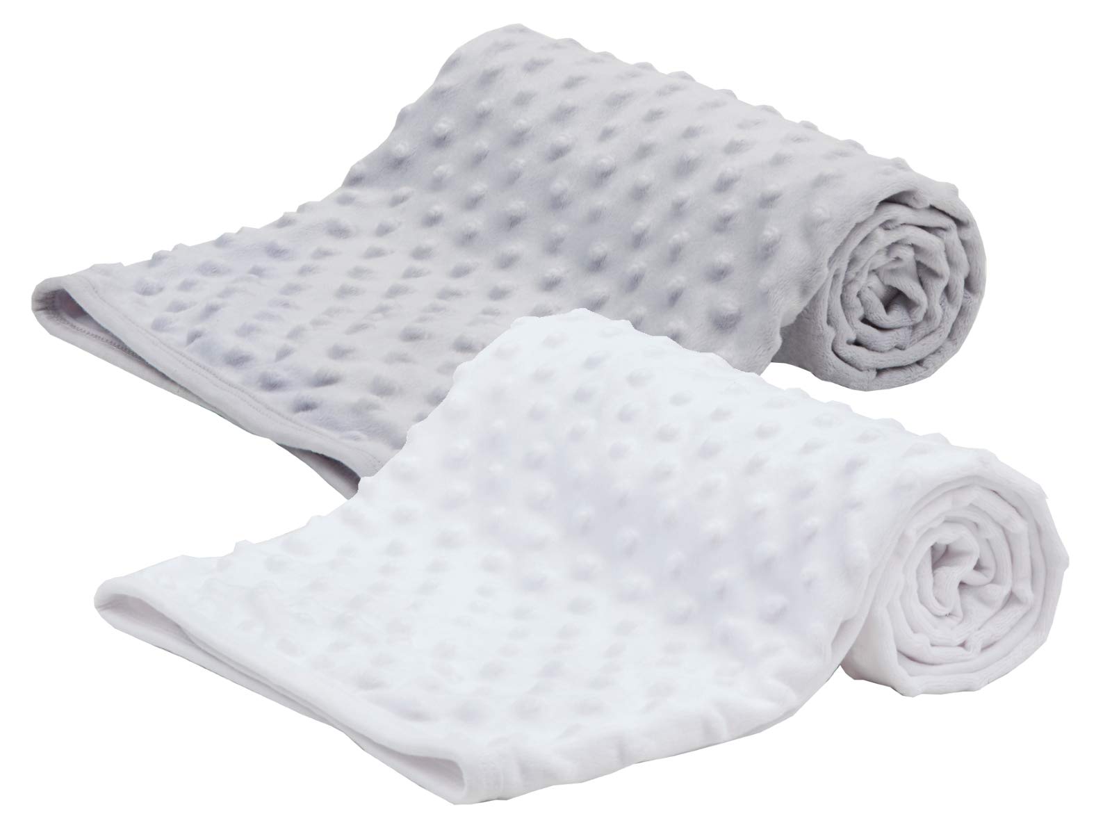 Newborn Baby Boys Girls Luxury Bubble Soft Fleece Blankets - Pack of 2 Grey + White