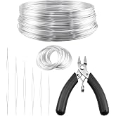 100 Loops Silver Memory Beading Wire with Cutter Tool and Beading Needles | For Jewelry Making, DIY Bracelet Necklace Ring Earring Craft, Solve Bead Stringing and Cutting Problem