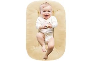 JEEEUN 2025 New Baby Lounger, Soft & Breathable Cotton Snuggle Organic Lounger (Beige)