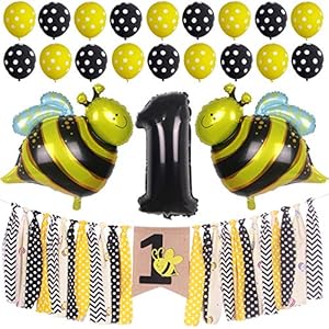 Oninit Bumble Bee Baby Boys Girl 1st Birthday Party Decorations