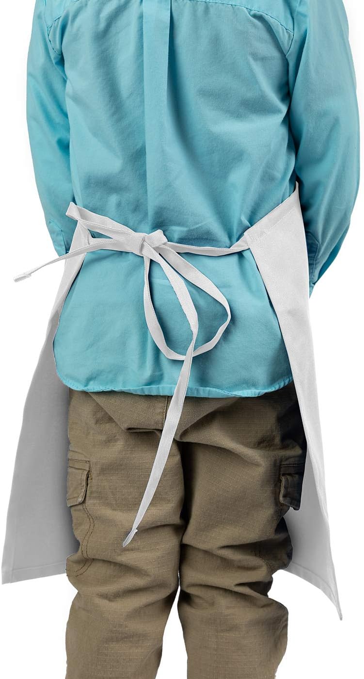 6 Pack -White Kids Apron, Medium Bib: Home & Kitchen