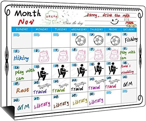 MysDecal Dry Erase Calendar Set,With Magnetic Calendar and Grocery List for Refrigerator,Whiteboard Month Calendar Board to Better Organize Your Daily Life