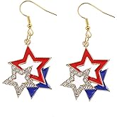 American Flag Earrings for Women 4th of July Patriotic Independence Day Red White Blue Star Heart Wing Boot USA Drop Dangle Hook Earrings Fashion Jewelry Accessory