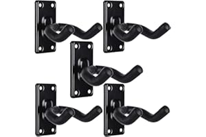 Sound Harbor 5 Pack Guitar Wall Hanger Mount - Black Guitar Hook Holder for Acoustic, Electric, Bass & More