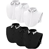Giegxin 6 Pieces Fake Collar Detachable Dicky Collar for Women Winter Rhinestone False Pearl Half Shirt