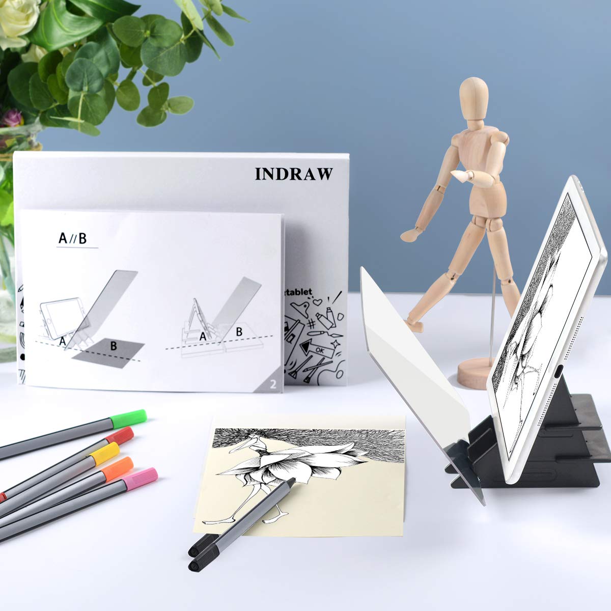 Optical Drawing Board Portable Image Drawing Board Tracing Drawing Projector Painting Board Sketching Tool with PMMA Lens for Kids, Beginners, Artists, etc