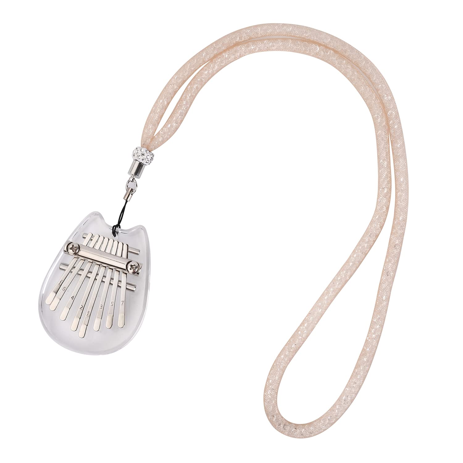 Alnicov 8 Keys Kalimba Thumb Piano,Super MiNi Acrylic Finger Piano with lanyard Suitable for Beginners in Birthday Christmas and Party(Cat ear Shape)