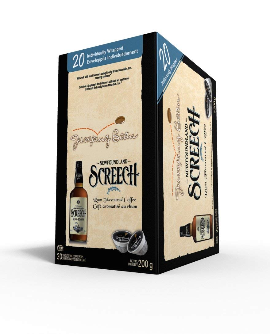 Amazon Com Jumping Bean Newfoundland Screech Rum Flavoured 100 Compostable Coffee Pods 20ct Individually Wrapped Imported From Canada Grocery Gourmet Food
