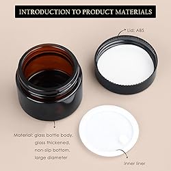 Lil Ray 2 Oz Glass Cream Jars with Black Lid, Empty