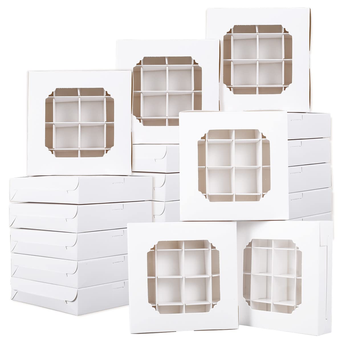 camouflage net 20PCS Windowed Cupcake Boxes Empty Sweet Boxes with Insert - Perfect for Sweets, Chocolates, Truffles & Pastries