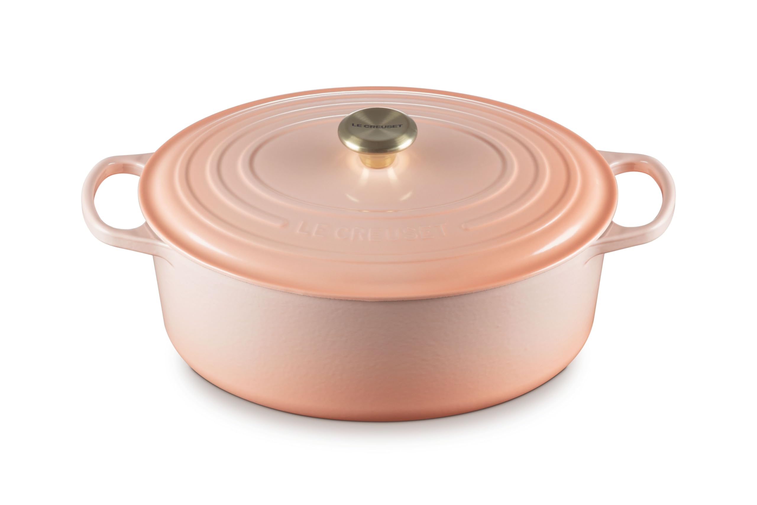 Le Creuset Enameled Cast Iron Signature Oval Dutch Oven, 8 qt., Peche with Light Gold Knob