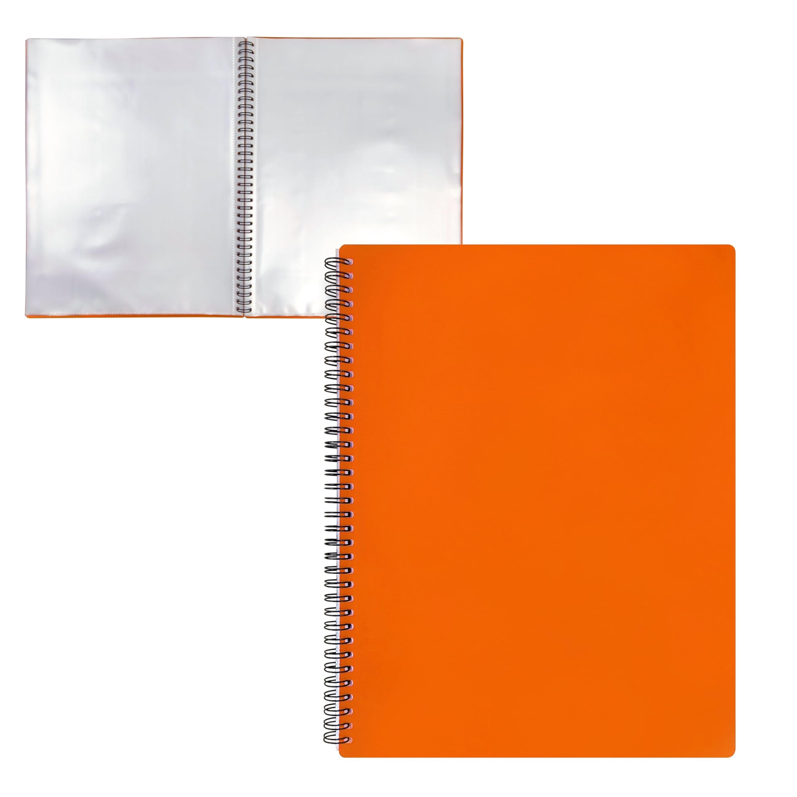 RAYLU PAPER - File Folder with Clear A4 Plastic Sleeves and Durable Opaque Polypropylene Cover Document Folder with Sleeves for School and Office (30 Pockets, Orange)