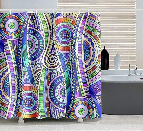 UniEco Shower Curtain Waterproof Mould Proof Resistant Bathroom Curtain Washable Bath Curtain Polyester Fabric 3D Shower Curtains for Bathroom with 12 Hooks 175x180cm,Geometric cloth(69x71inch)