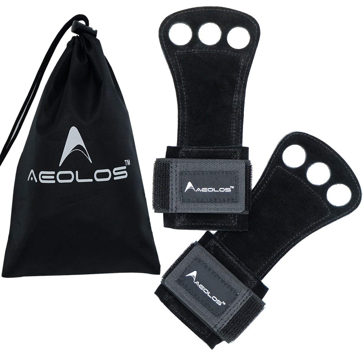 AEOLOS Leather Gymnastics Hand Gloves-Great for Gymnastics,Pull up,Weight Lifting,Kettlebells and Cross Training (black2 layers leather XS)