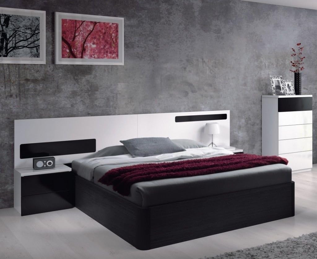 Alonza - AURA Headboards (2 pieces) + 2 bedside tables 2 drawers - 0T6082BO - WHITE /BLACK