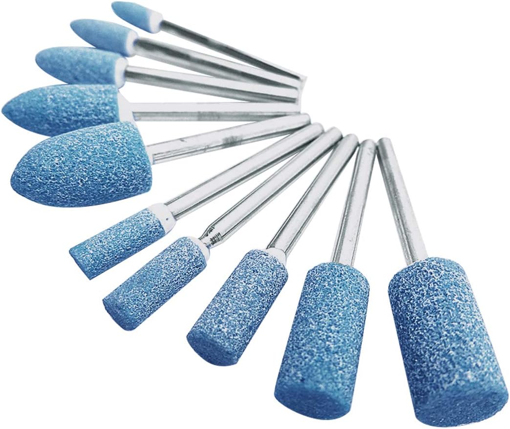Abrasive Polishing Mounted Stone Rotary Tool Grinding Wheel Blue Compatible for 4000 3000 Dremel Rotary Tools 1/8 10Pcs