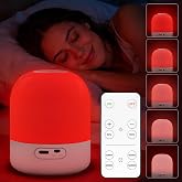 670nm Red Light for Sleep, 100% Blue Light Blocking, 360&deg; Red Night Light Lamp with Remote &amp; Touch Control, Dimmable, 4 Timers, Melatonin Promoting Natural Sleep Aid for Bedside Bedroom, Baby Nursery