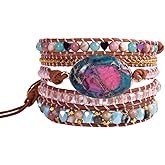 YGLINE Boho Handmade Natural Stone Wrap Bracelets Jasper Crystal Beads Bracelet Jewelry