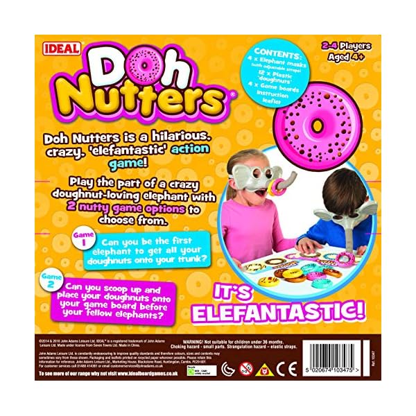 IDEAL | Doh Nutters: The elefantastic game of picking up doughnuts! | Kids Games | For 2-4 Players | Ages 4+