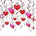 30PCS Hanging Heart Swirl for Wedding Hanging Decoration, Sweet Heart Romantic Foil Swirl for Party Celebration Marriage Proposal - Red & Pink by Fright Night