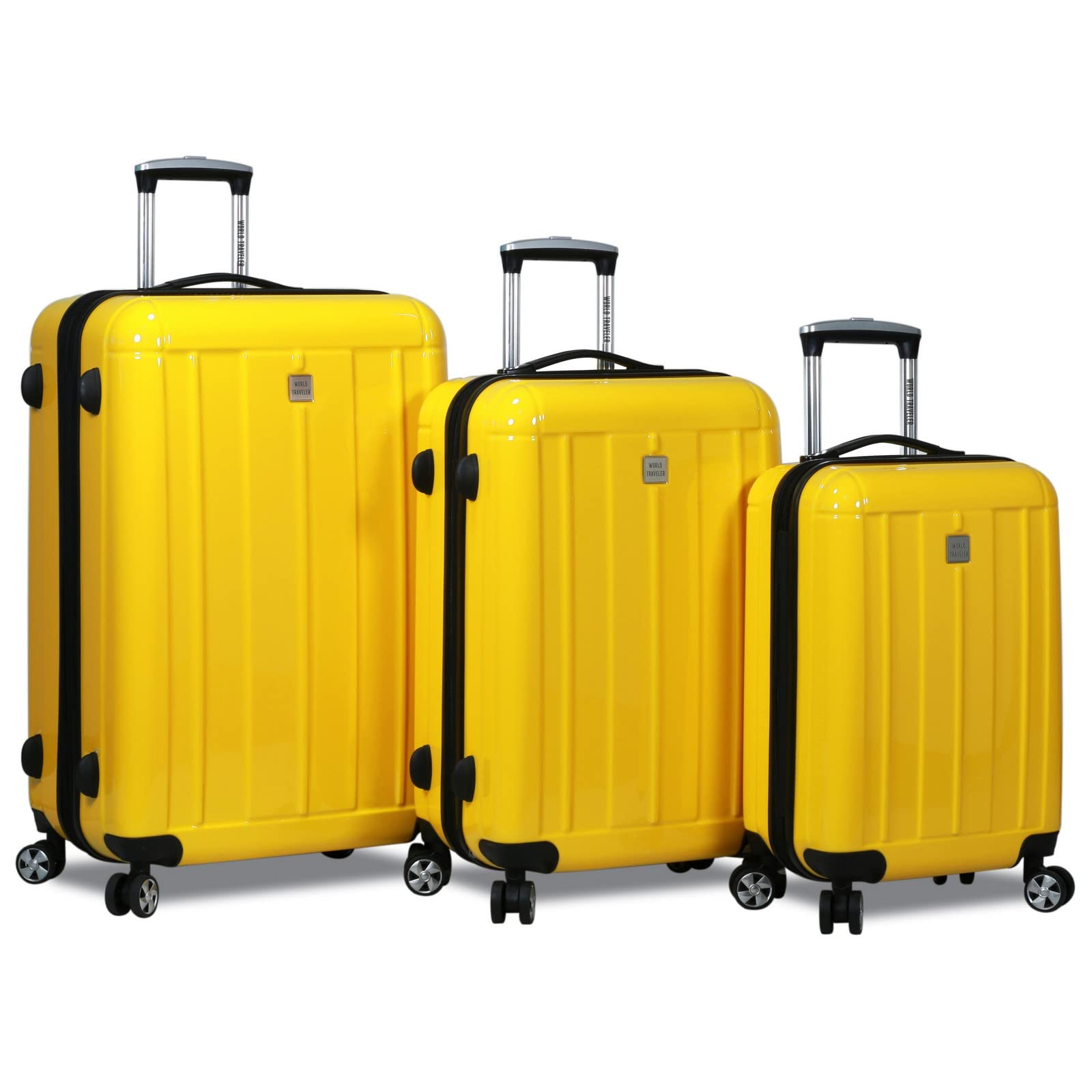 World Traveler Contour 3-Piece Hardside Spinner Luggage Set with TSA Lock, Yellow, One Size