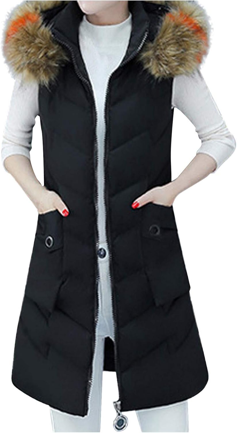 faux fur hooded vest womens