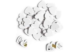 Y&K Homish Wooden Hearts Guest Book Blank Wood Sign Party DIY Pack of 70 PCS (White)
