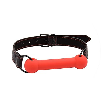 Creativity Toys Erotic PU Leather Open Mouth Gag Silicone Bite Dog Bone Ball Fetish Restraints Funny Couples Products,Red