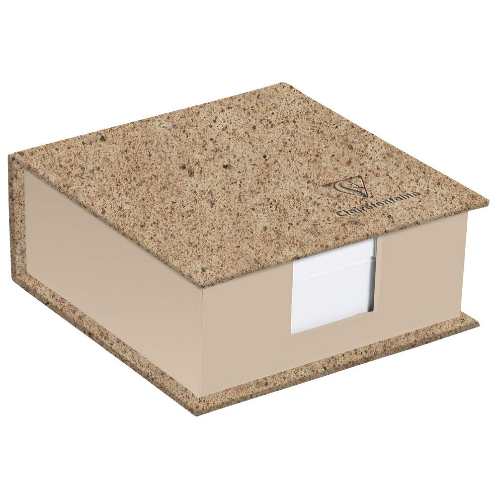 Clairefontaine 83530C - A Cardboard Cube Pad covered with Cocoa Shell Paper containing 320 Plain Sheets 9.8x9.8 cm ivory paper 90g 11x11x5 cm - Jeans&Cocoa Collection