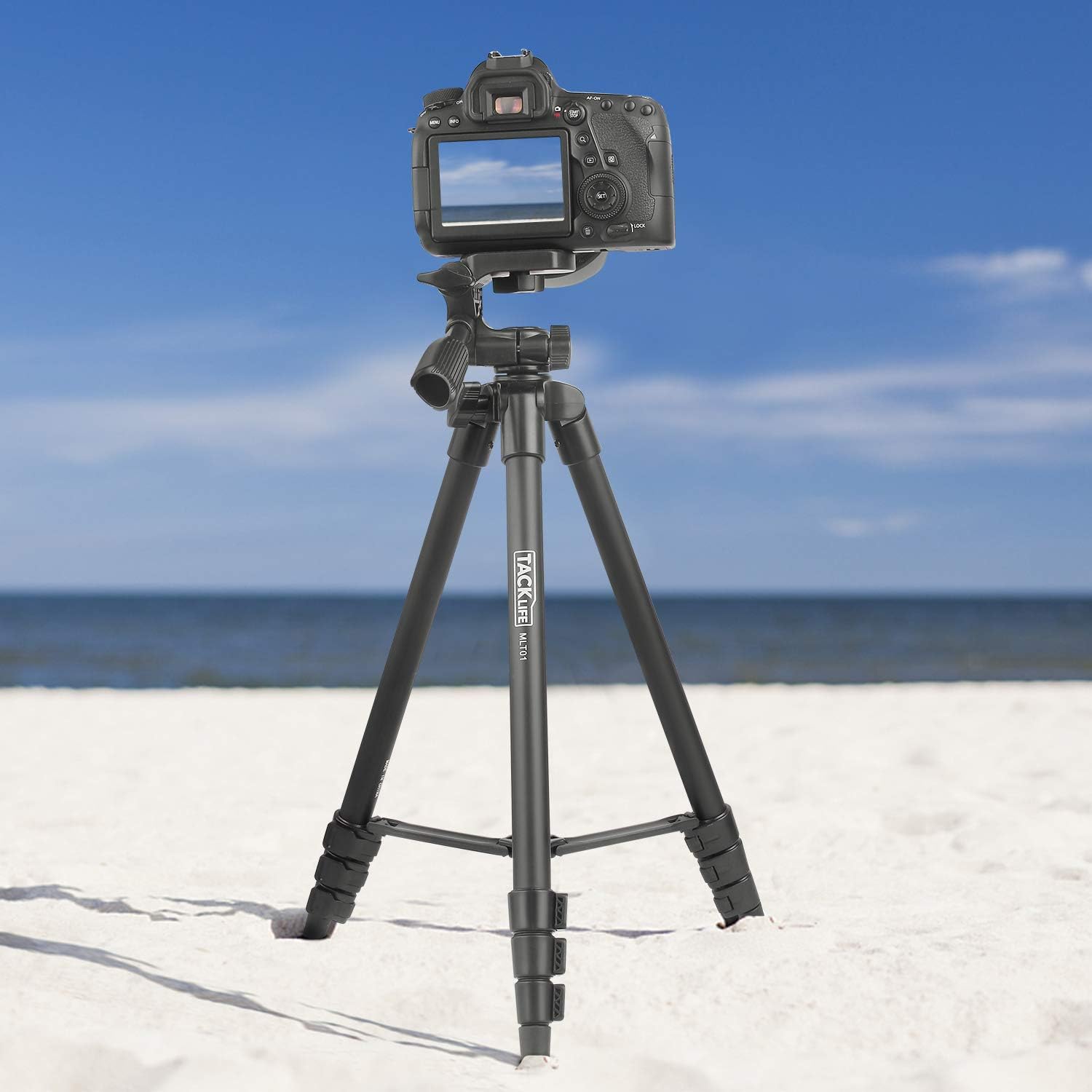 Lightweight Tripod 55-Inch, Aluminum Travel/Camera/Phone Tripod with Carry Bag, Maximum Load Capacity 6.6 LB, 1/4" Mounting Screw for Phone, Camera, Traveling, Laser Measure, Laser Level : Camera & Photo