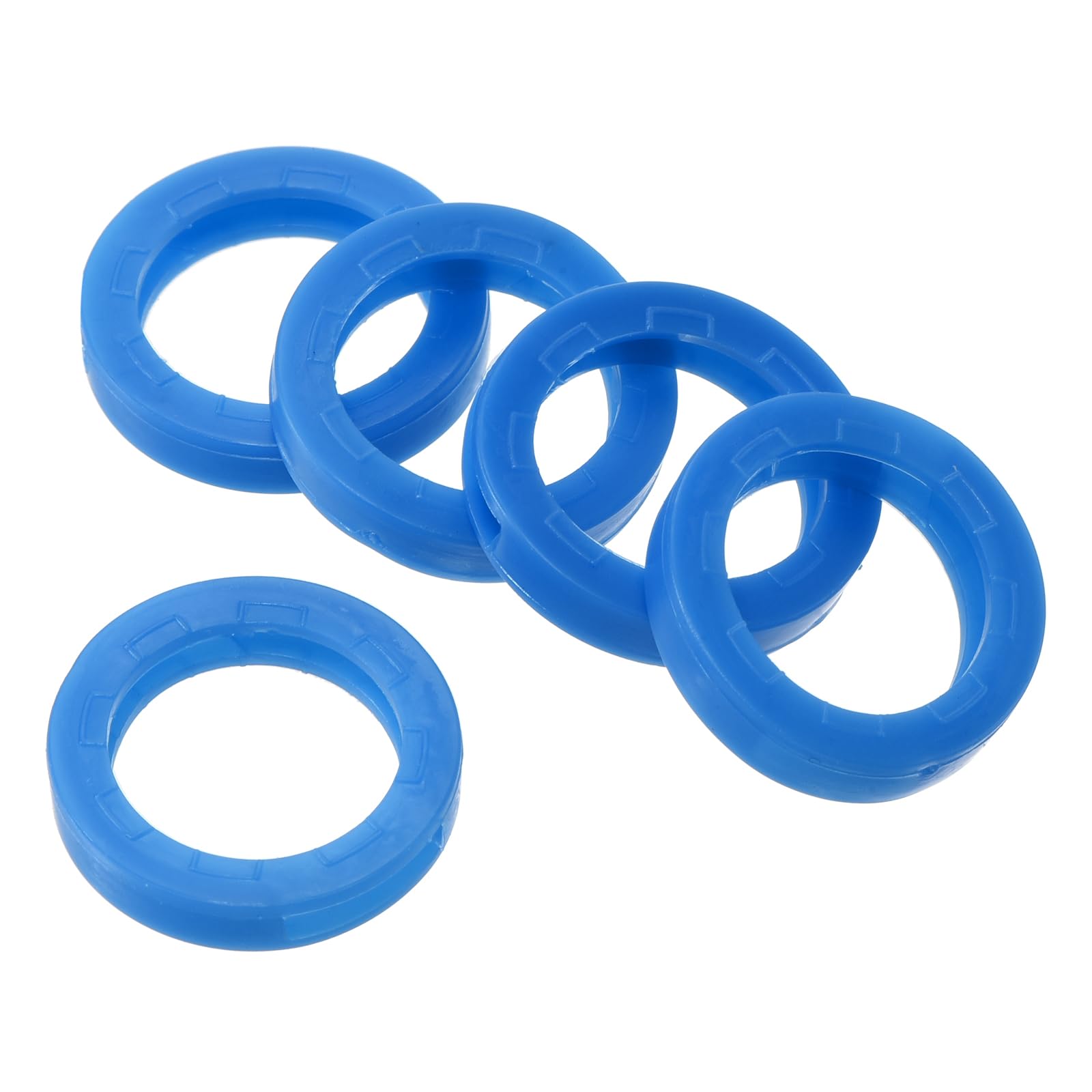 PATIKIL Key Cap Tags, 40Pcs Plastic Key Cap Cover Rings Keys Identifier Coding Ring Label ID Sleeve for Office House Apartment, Blue (0.67" / 17mm ID)