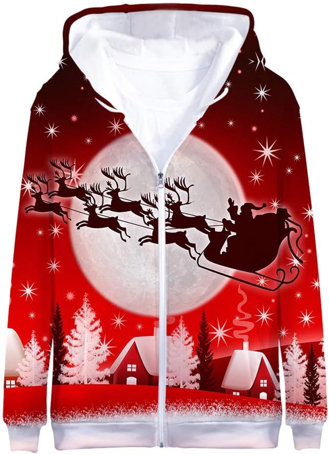 ZEELIY Men's Hoodies 3D Printed Funny Ugly Christmas Sweatshirt Sweater Jumper Long Sleeve Pullover Tops with Pocket