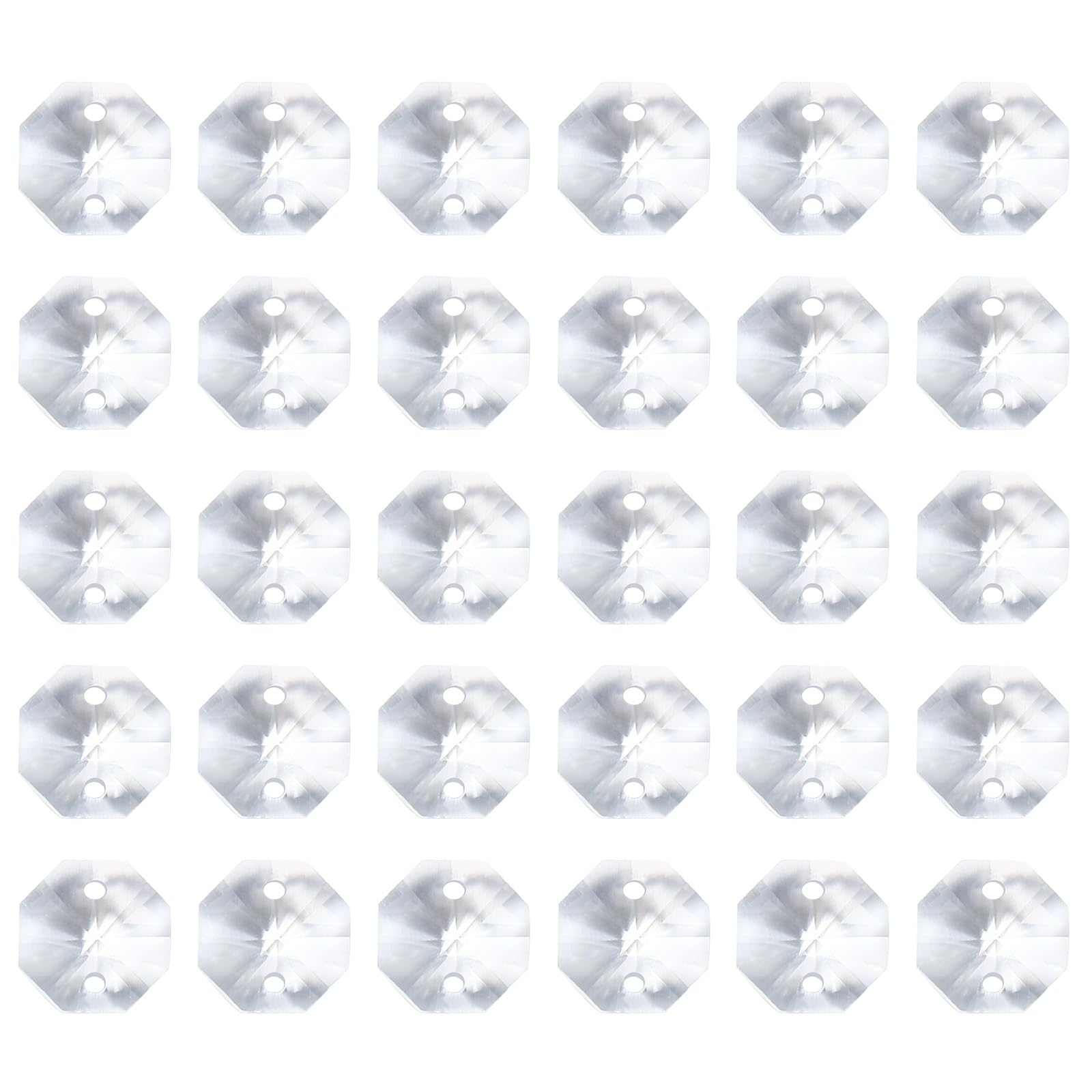 PATIKIL K9 Crystal Octagon Beads 2 Holes Pendants, 60 Pack 10mm Chandelier Prisms Parts Ornaments Hanging Beads for DIY Arts Crafts Decoration, Clear