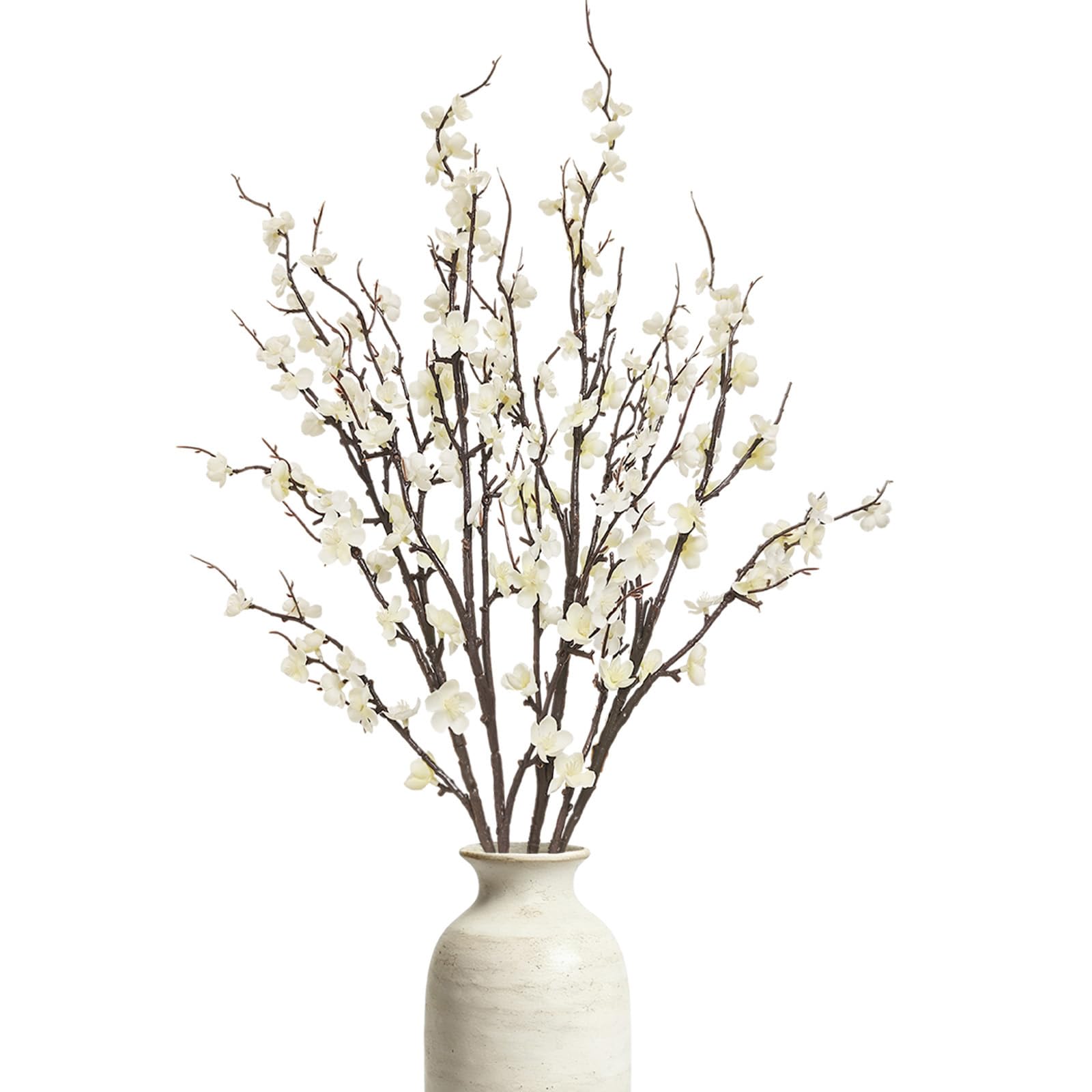 Cherica 4 Pcs Cherry Blossom Branches 39 Inch White Fake Flowers Spring Decorations for Home Decor, Artificial Flowers Long Stem Branches for Vase Wedding Office Party Table Decor Centerpieces