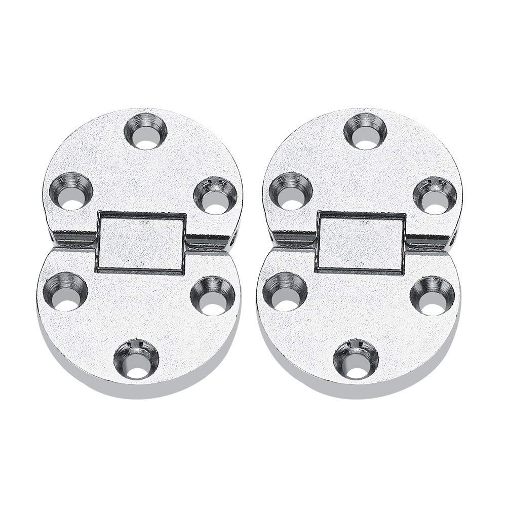 Folding Flip Top Hinge, 2Pcs Zinc Alloy Self-Supporting 180 Degree Round Sewing Folding Table Backflap Hinges for Home Flap Desk Cupboard Oval Hardware