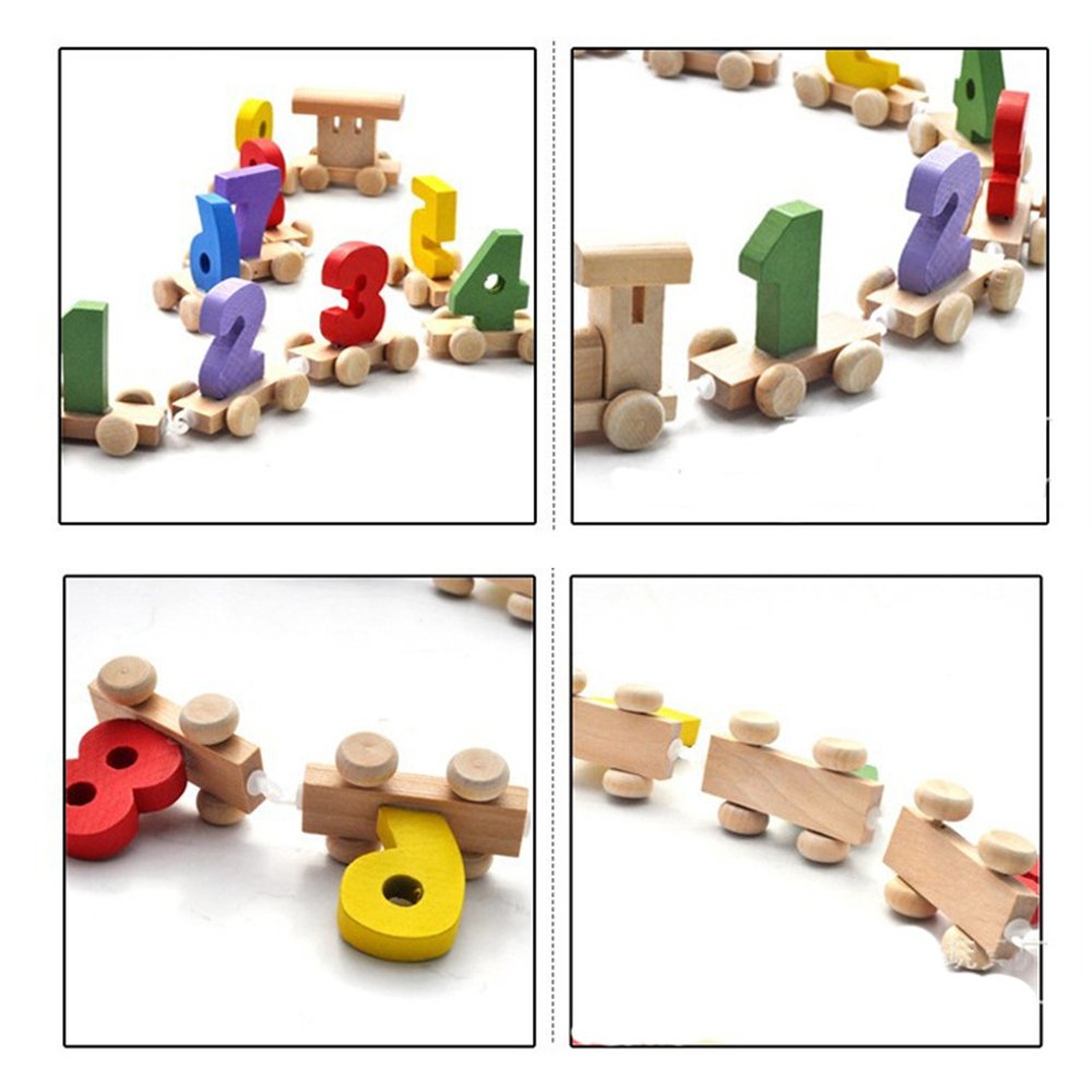 Digital Wooden Train Toys Splicing Combination Game for Kids
