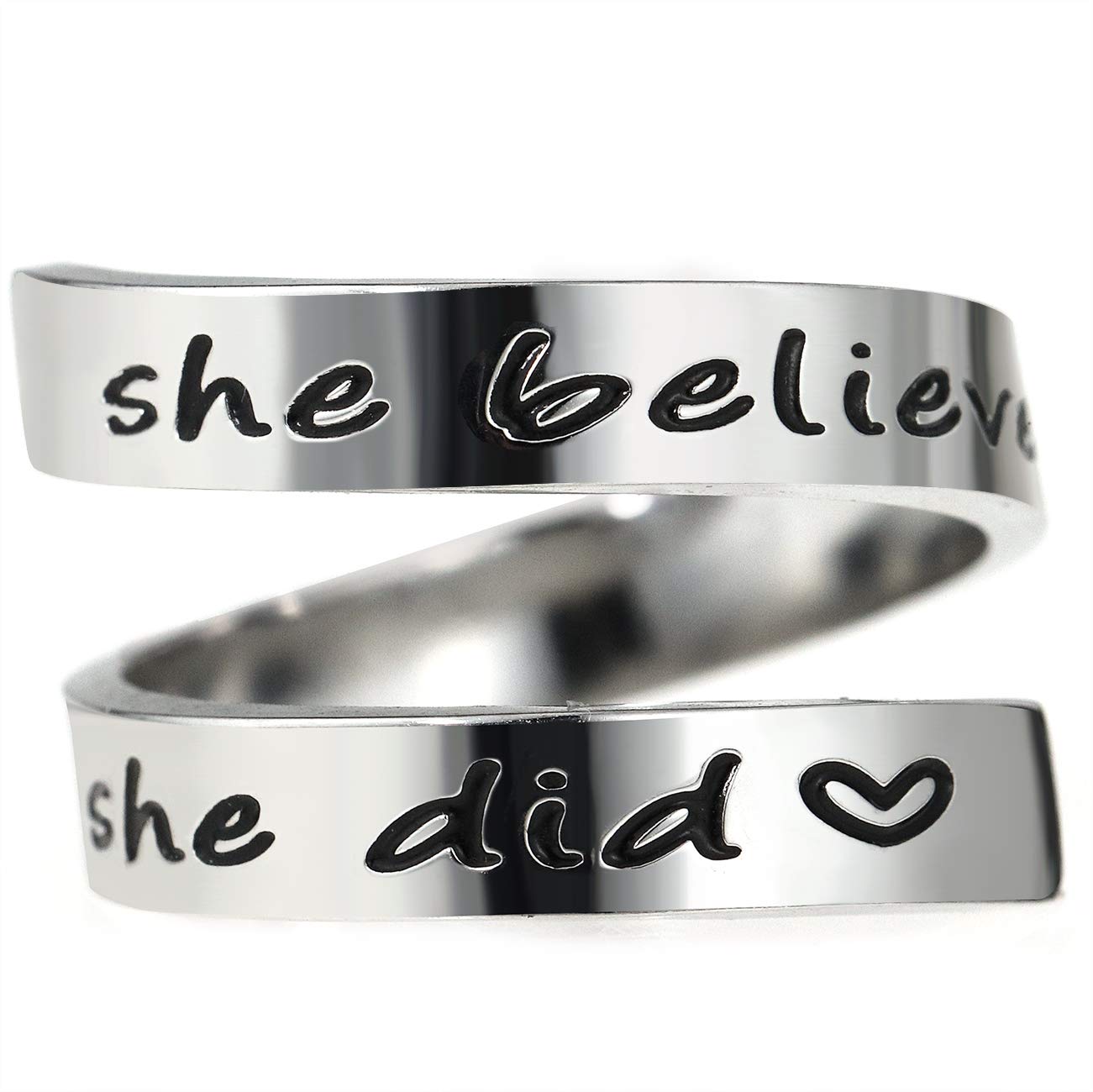 Gleamart Inspirational Ring Personalized Engraved She Believed She Could So She Did