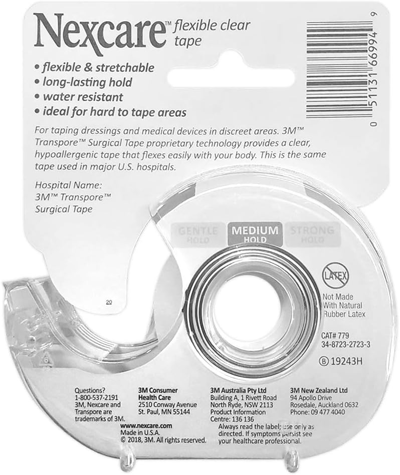 Nexcare Flexible Clear First Aid Tape, 3/4 Inch x 7 Yards (Pack of 2): Electronics