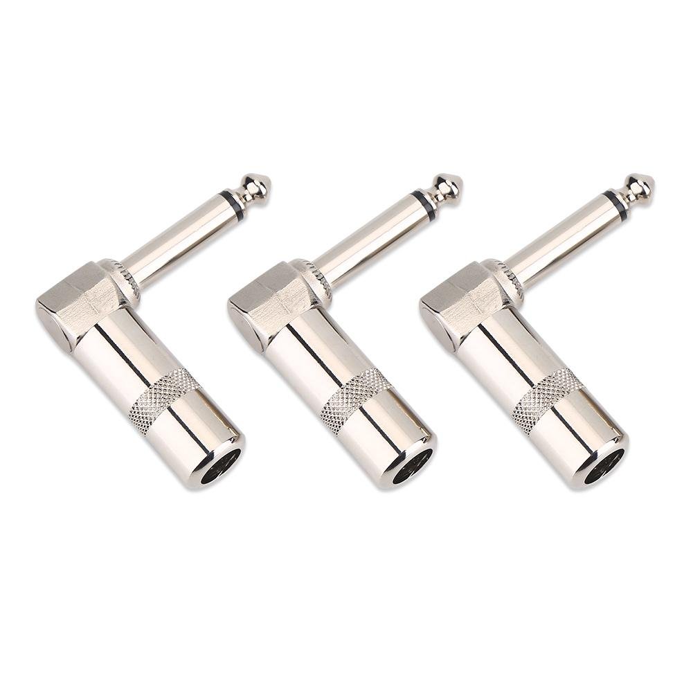 3Pcs Guitar Cable Plug, 6.3mm 1/4inch L Type Instrument Audio Microphone Cable Connector Right Angle Plug Jack