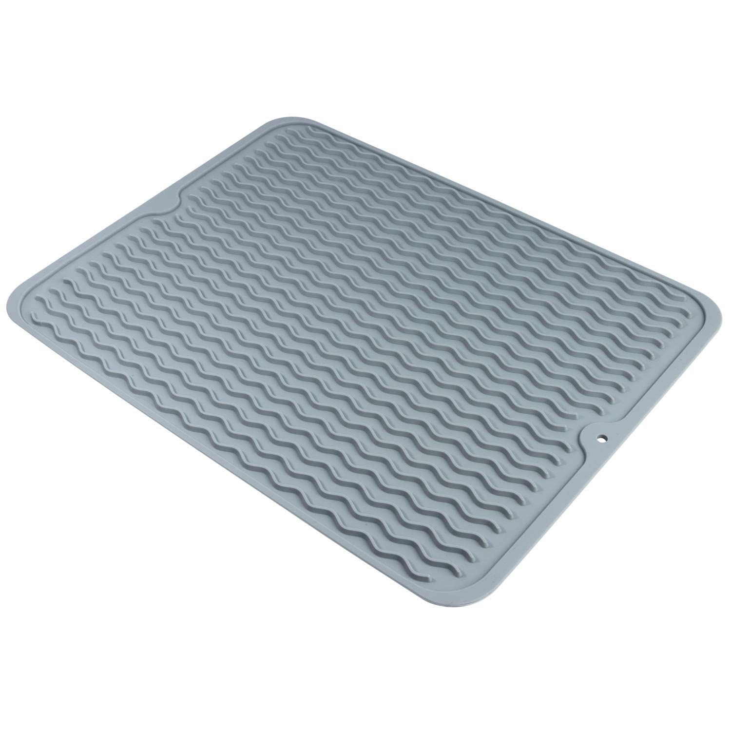 igadgitz home U7228 Silicone Draining Board Mat, Silicone Draining Mat, Drying Dish Drainer - Grey
