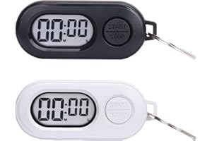 2Pcs Keychains Stopwatches, Stop Timer Clock, Outdoor Portable Stop Timer Keychains for Sports, Pocket Size Clock with LCD Sc