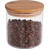 18 Oz/550 ML Glass Jar with Lid, Clear Thickened Version Glass Storage Containers with Sealed Bamboo Lid, For Coffee, Sugar, 