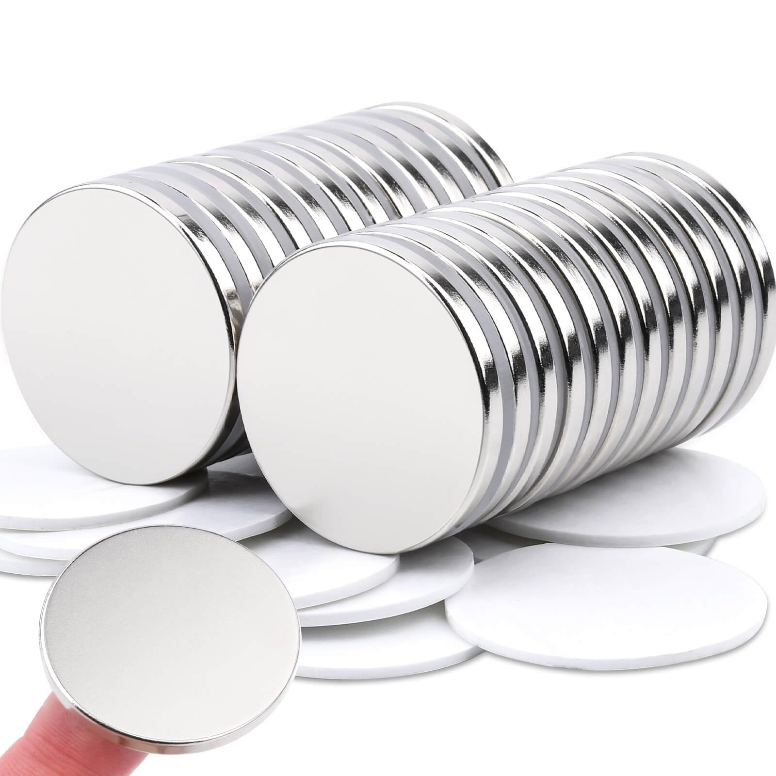 Photo 1 of 24Pcs Neodymium Magnet, 32mm x 3mm Round Rare Earth Magnets Heavy Duty, Super Strong Magnets Disc with Double-Sided Adhesive, for Whiteboard Fridge Scientific Office Magnet