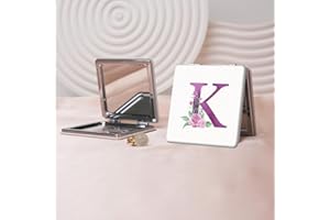 Minimalist Flower Letter Series Portable Makeup Mirror, Foldable mini Hand-held Makeup Mirror, Double-Sided flip Portable Squ
