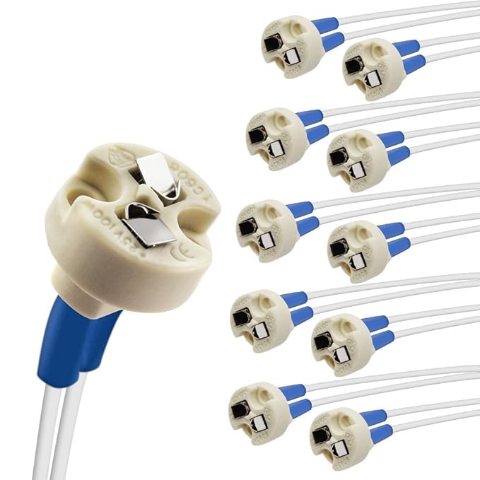 DiCUNO Bi-Pin Basis, G4, G6.35, GY6.35, GX5.3 MR16, GZ4 MR11, Halogen Glühlampen LED Sockel Keramik Lampenfassung (10 Stück)