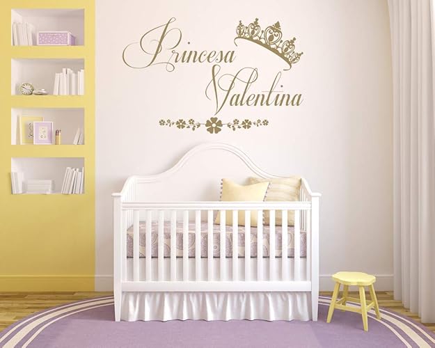 Nombre personalizado Princesa, Vinilo decorativo de vinilo para pared