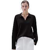 SUUKSESS Women Cashmere Oversized V Neck Pullover Sweaters Long Sleeve Collared Knit Jumper Tops