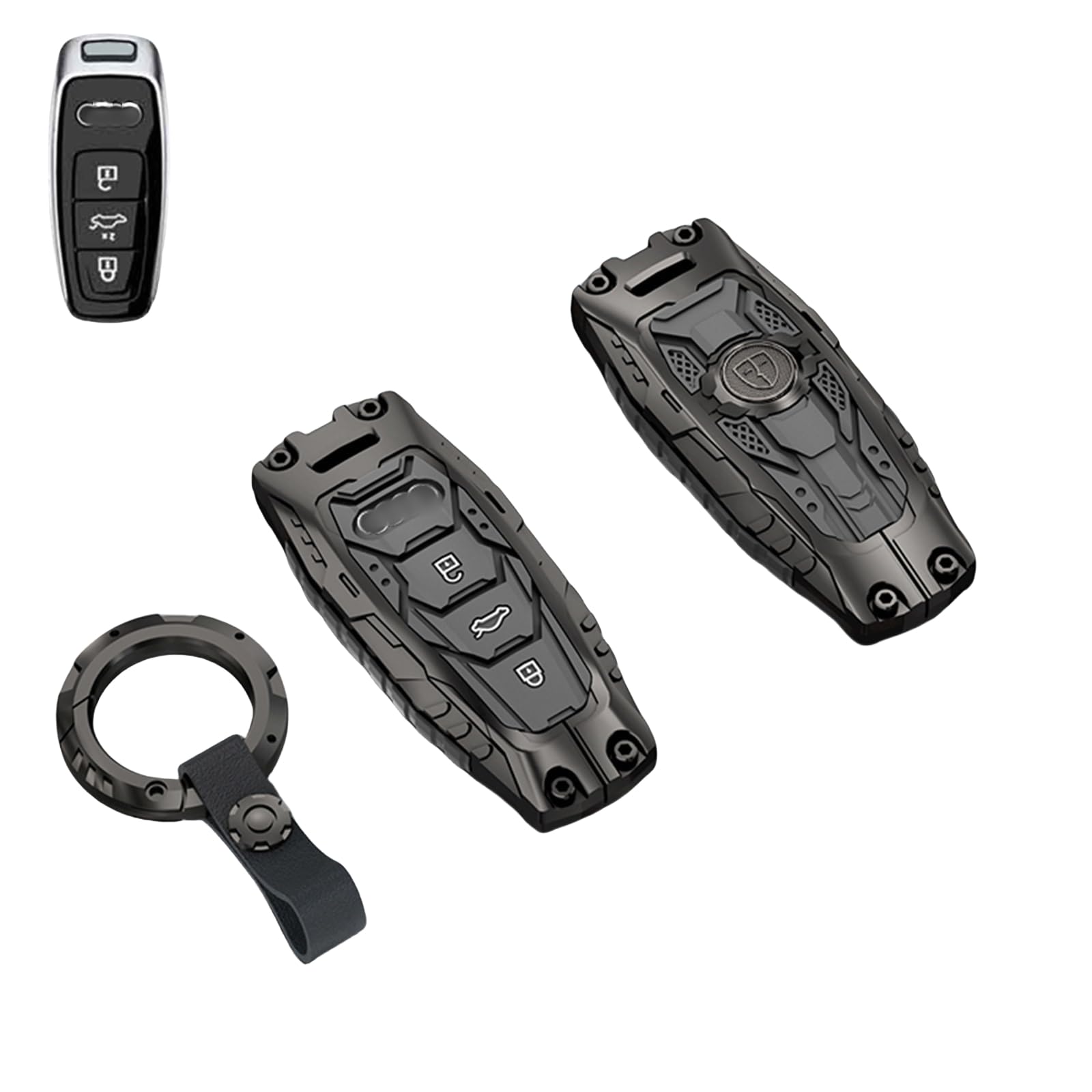 Photo 1 of Heavy Metal Key Fob Cover Case Protector for Audi, Keychain, Accessories for 2020 2021 2022 Audi A3 A6 A7 A8 A8L E-Tron Q7 Q8 RS6 RS7 S3 S6 S7 SQ7 SQ8 (Tpye A-Black)